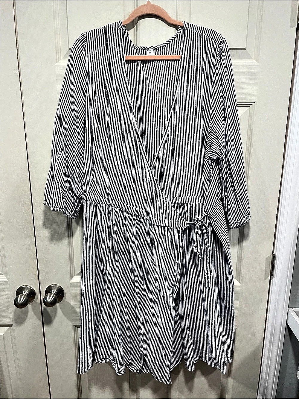 Old Navy Striped Wrap Dress Blue & White 3X Plus
